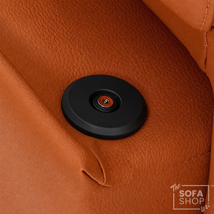 3 Seater Electric Recliner Sofa | Orange Real Leather | Turin