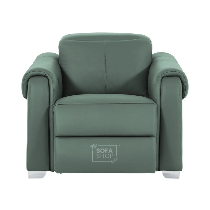 1 Seater Electric Recliner Chair | Green Real Leather | Turin