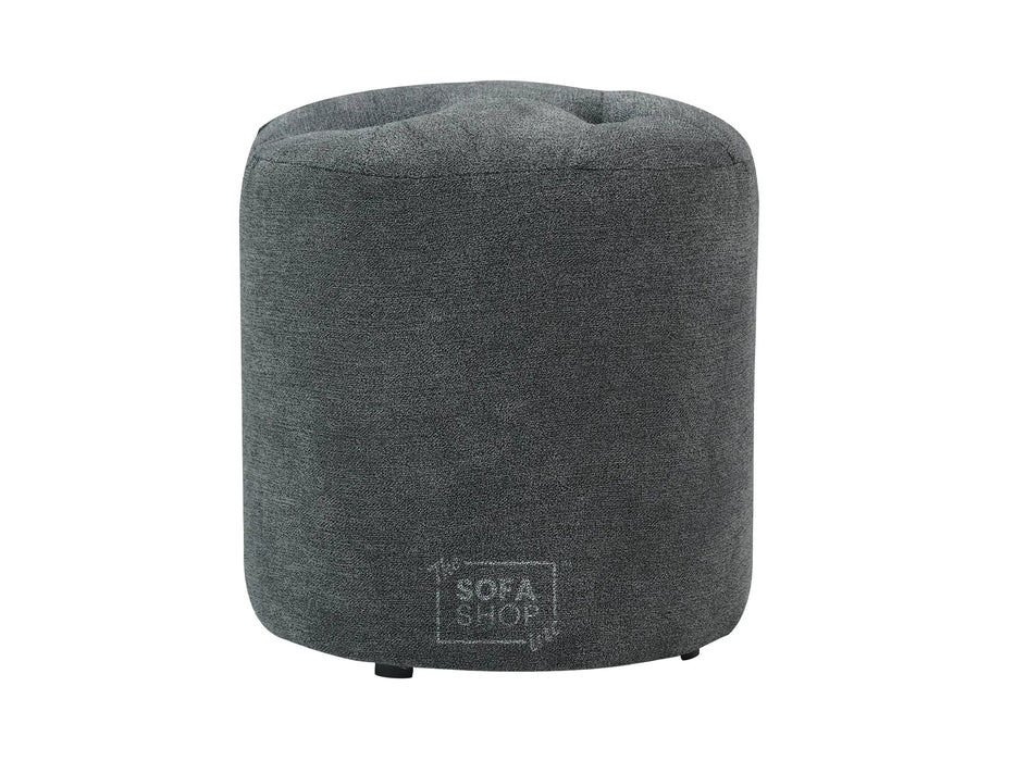 Fabric Footstool in Dark Grey - Vaneto