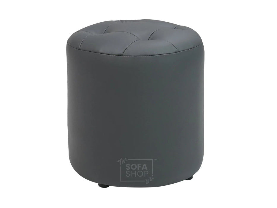 Grey Aesthetic Leather Footstool - Vaneto