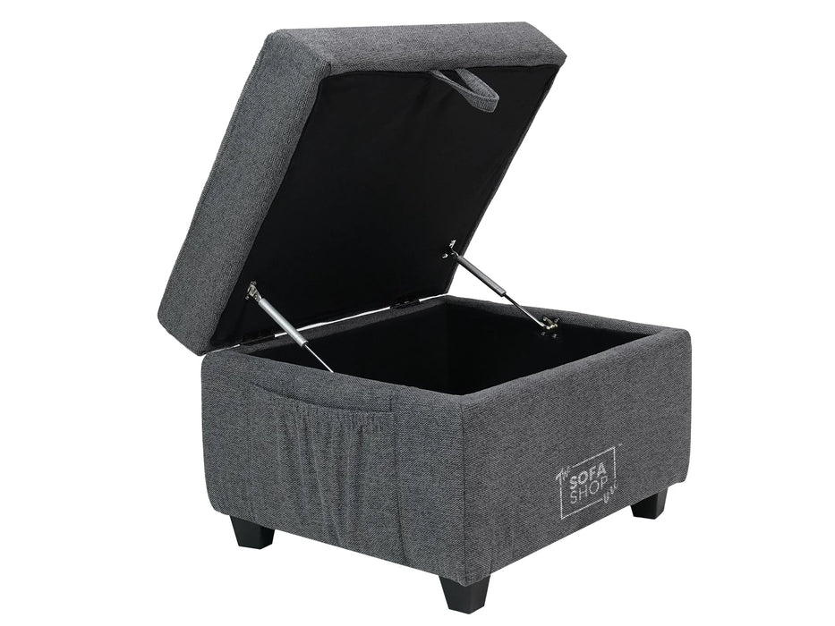 Storage Footstool In Grey Tweed - Ravenna
