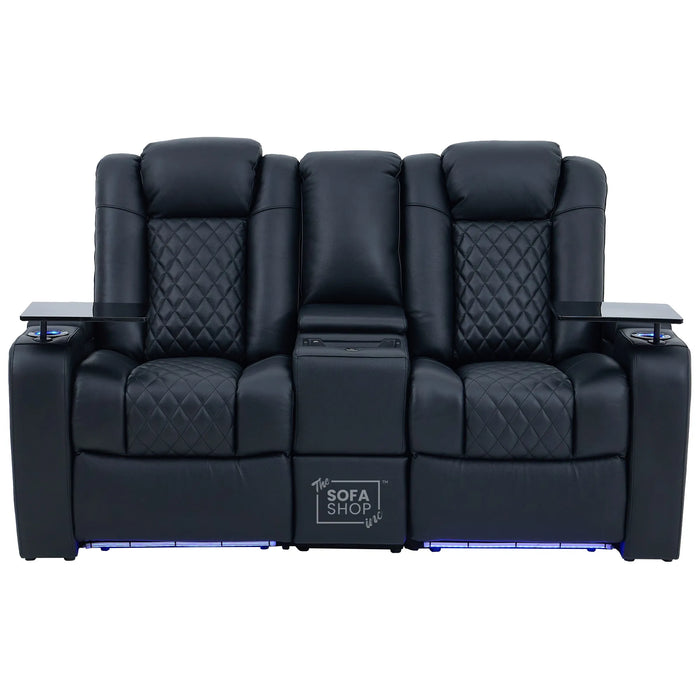 2 Seater Smart Tech Electric Recliner Cinema Sofa | Luxury Theatre Seating | Black Real Leather | Milano