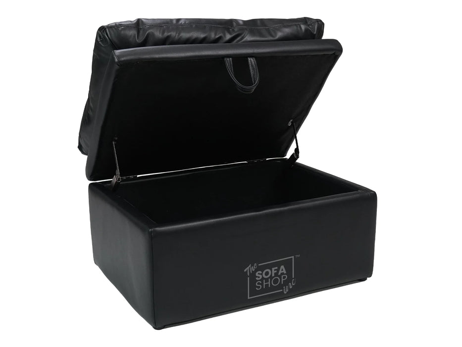 Black Aesthetic Leather Cushion Top Footstool - Bari