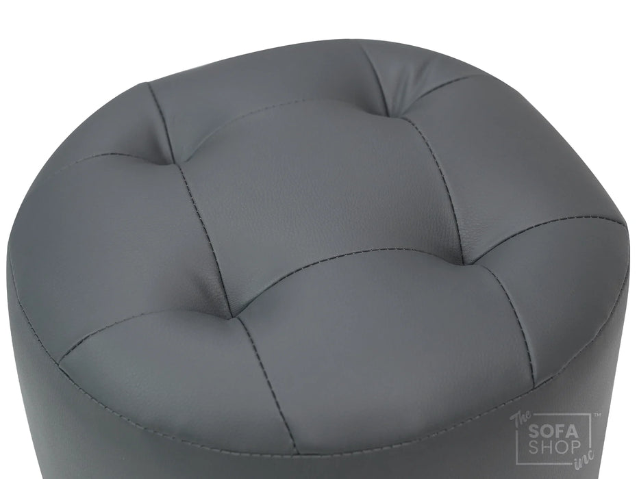 Grey Aesthetic Leather Footstool - Vaneto