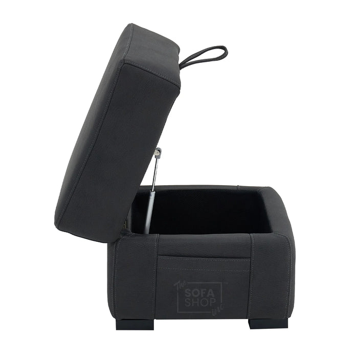 Storage Footstool In Charcoal Grey Fabric - Florence