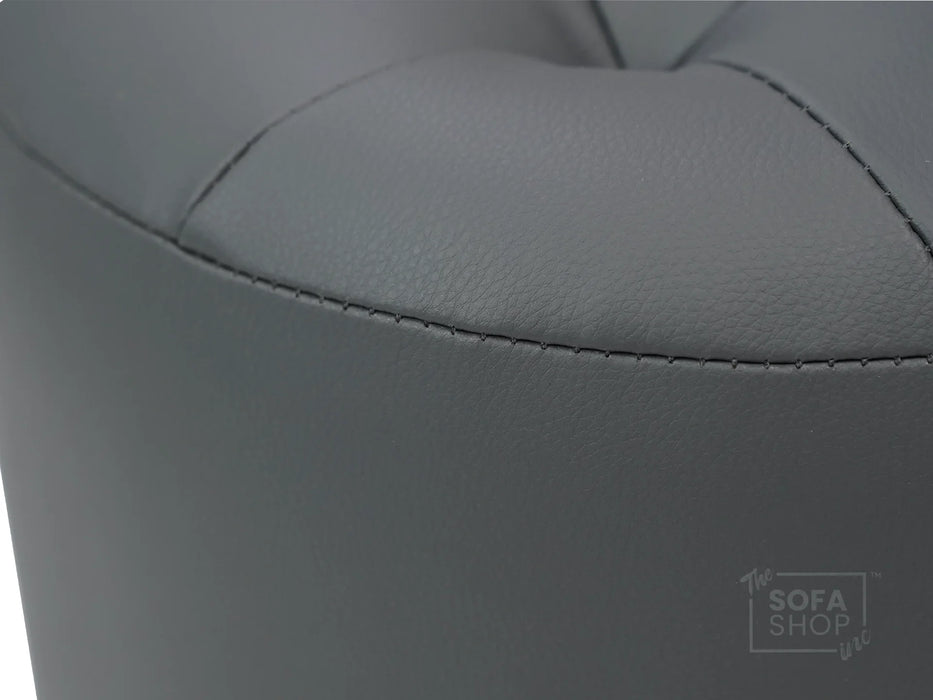Grey Aesthetic Leather Footstool - Vaneto