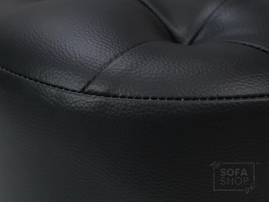 Black Aesthetic Leather Footstool - Vaneto