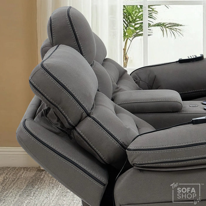 2 Seater Smart Tech Electric Recliner Cinema Sofa | Graphite Grey Fabric | Tuscany