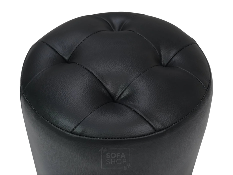 Black Aesthetic Leather Footstool - Vaneto