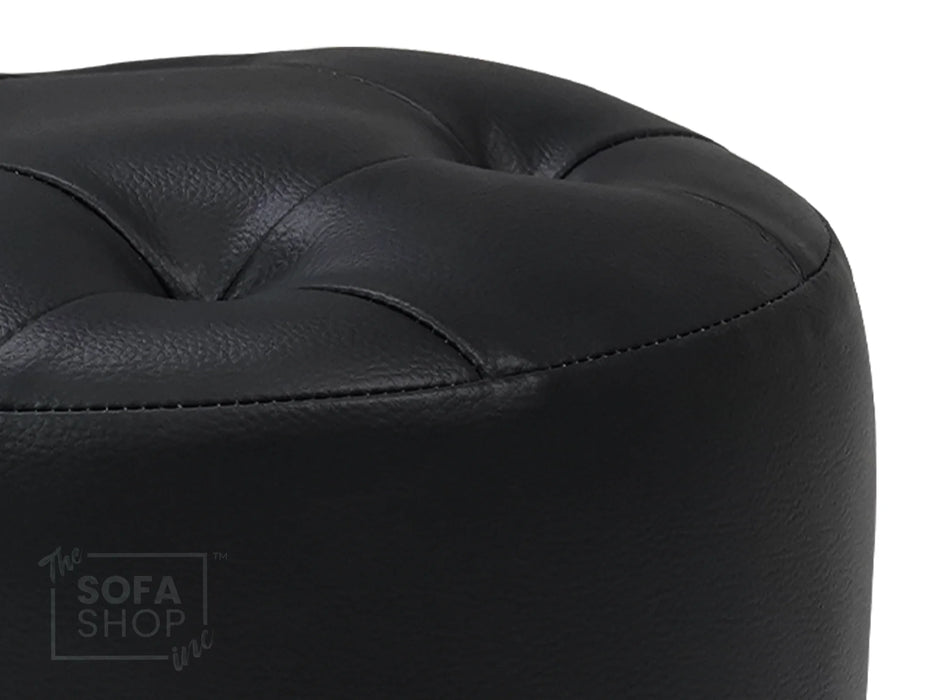 Black Aesthetic Leather Footstool - Vaneto