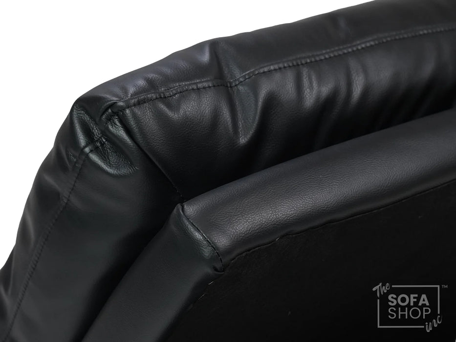 Black Aesthetic Leather Cushion Top Footstool - Bari