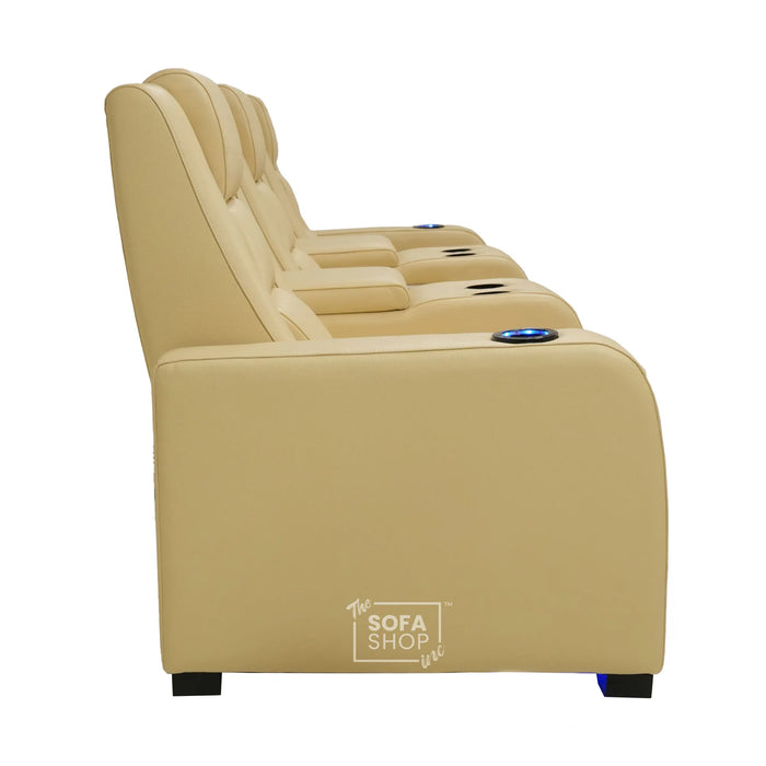 3 Seater Smart Tech Electric Recliner Cinema Sofa | Cream Real Leather | Roma