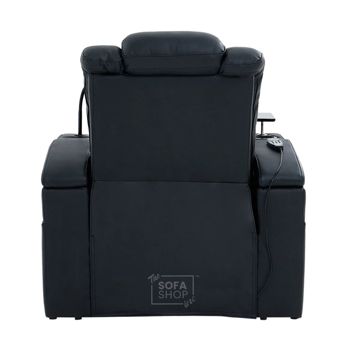 1 Seater Smart Tech Electric Recliner Cinema Chair | Luxury Theatre Seating | Black Real Leather | Capri