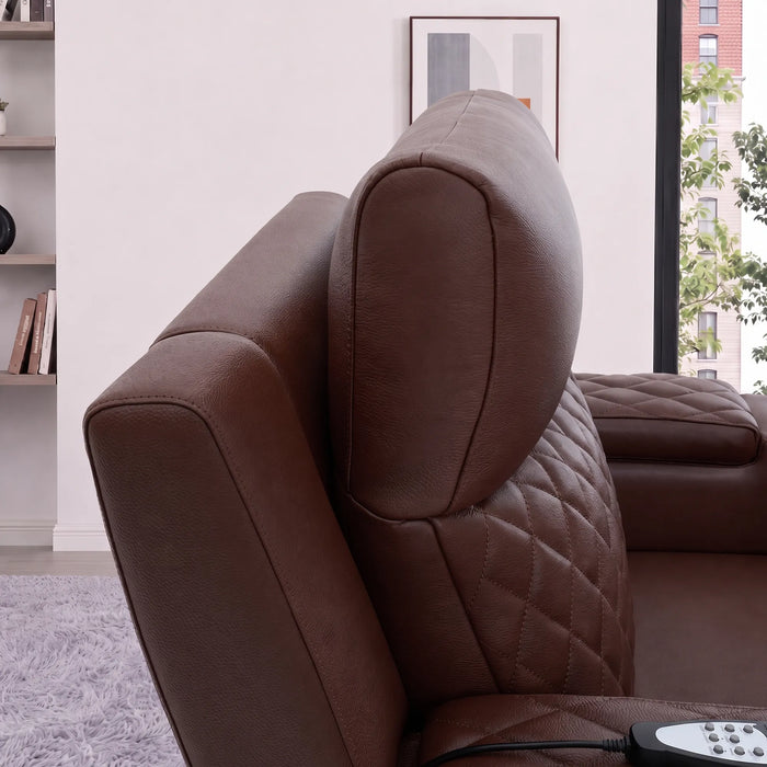 1 Seater Smart Tech Electric Recliner Cinema Chair | Luxury Theatre Seating | Chestnut Real Leather | Vicenza