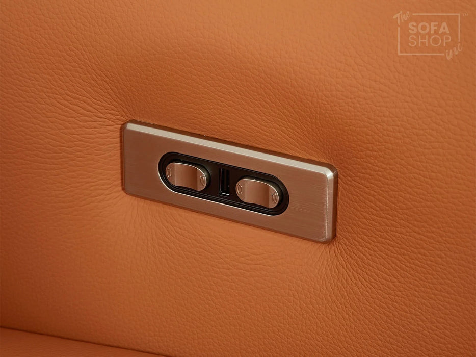 1 Seater Electric Recliner Chair | Orange Real Leather | Turin