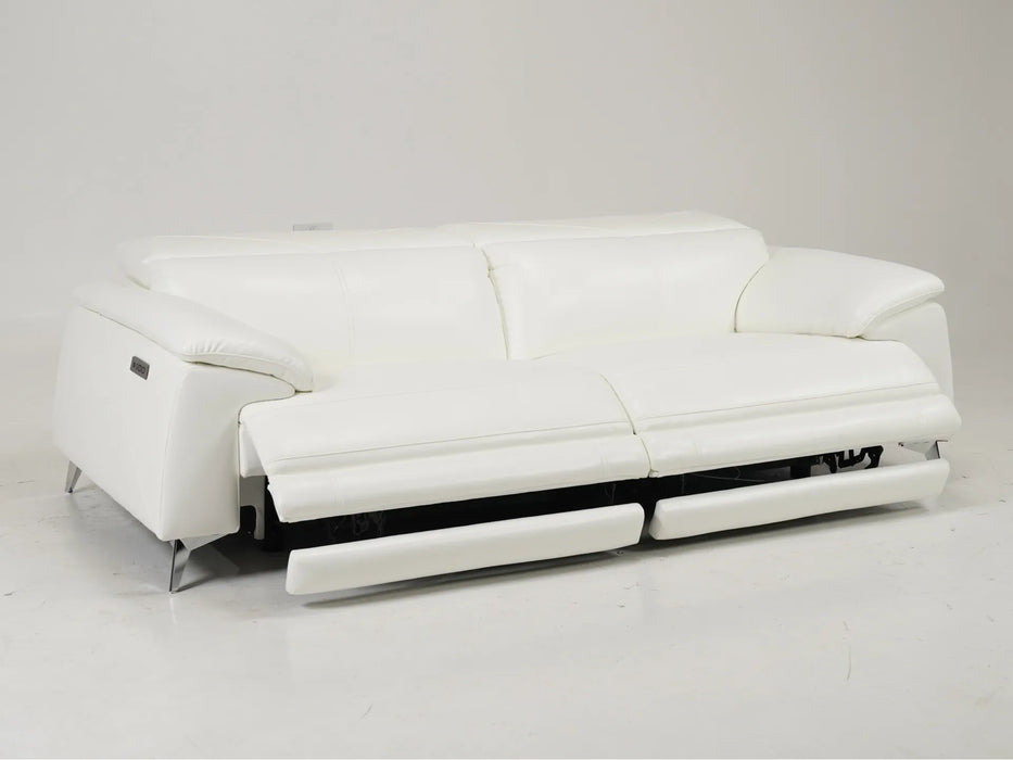 3 Seater Real Leather Electric Recliner Sofa in White | Power Recliner With USB-C/USB-A | Como | Ex Display | The Sofa Shop