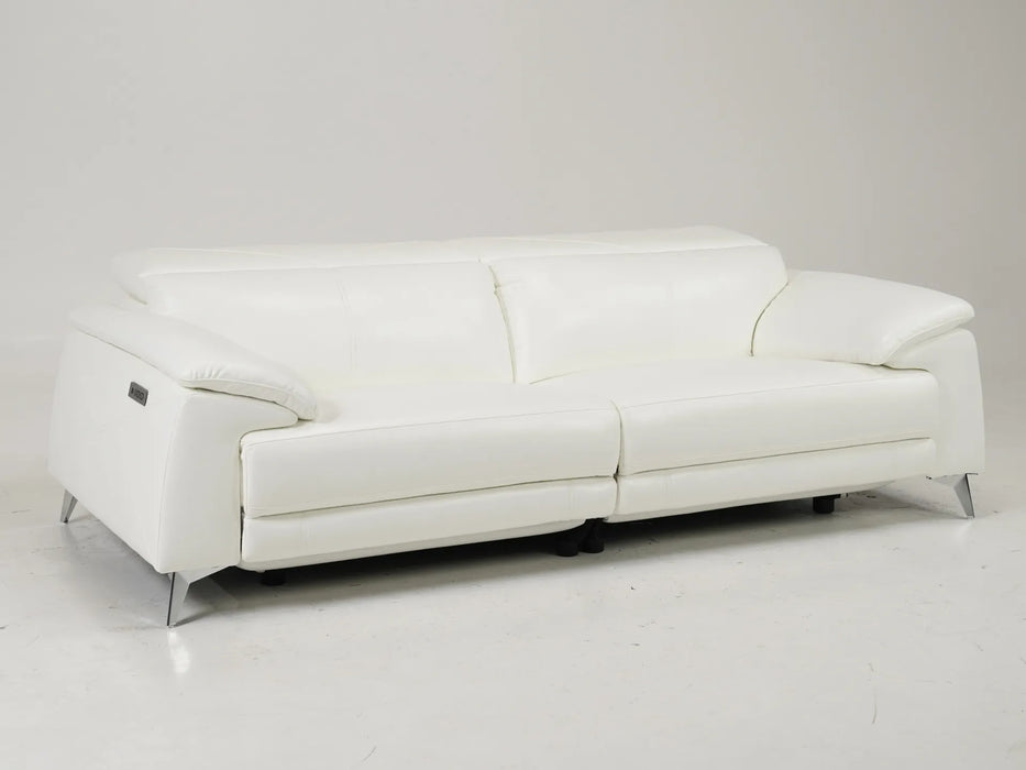 3 Seater Real Leather Electric Recliner Sofa in White | Power Recliner With USB-C/USB-A | Como | Ex Display | The Sofa Shop