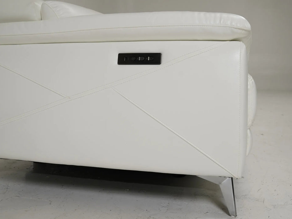 3 Seater Real Leather Electric Recliner Sofa in White | Power Recliner With USB-C/USB-A | Como | Ex Display | The Sofa Shop