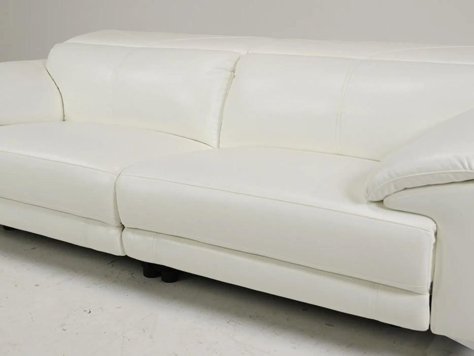 3 Seater Real Leather Electric Recliner Sofa in White | Power Recliner With USB-C/USB-A | Como | Ex Display | The Sofa Shop
