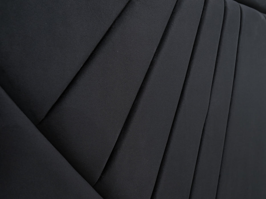 Black Plush Diamond Quilted Bed Frame | Slightly Worn Corner on Side Panel | Ex Display Bed in Like-New Condition