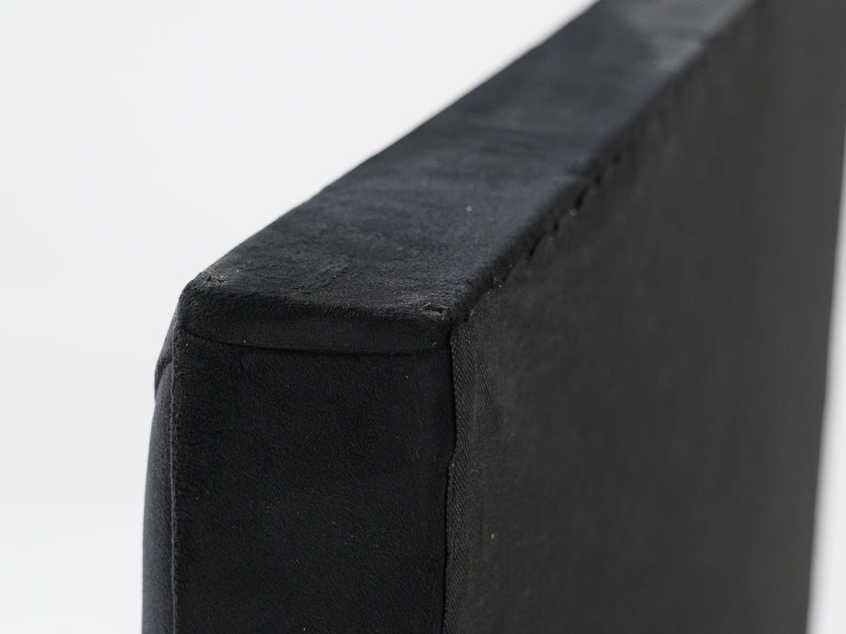 Black Plush Diamond Quilted Bed Frame | Slightly Worn Corner on Side Panel | Ex Display Bed in Like-New Condition