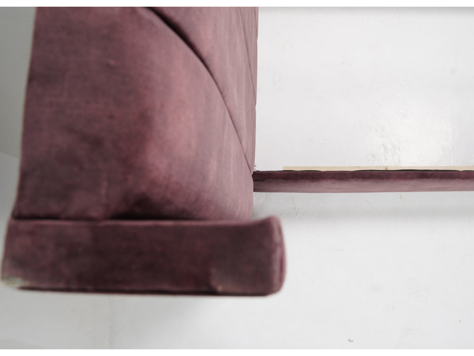 Burgundy Velvet Wingback Bed Frame | Two Ripped Corners on Footboard Upholstery | Ex Display Bed Frame