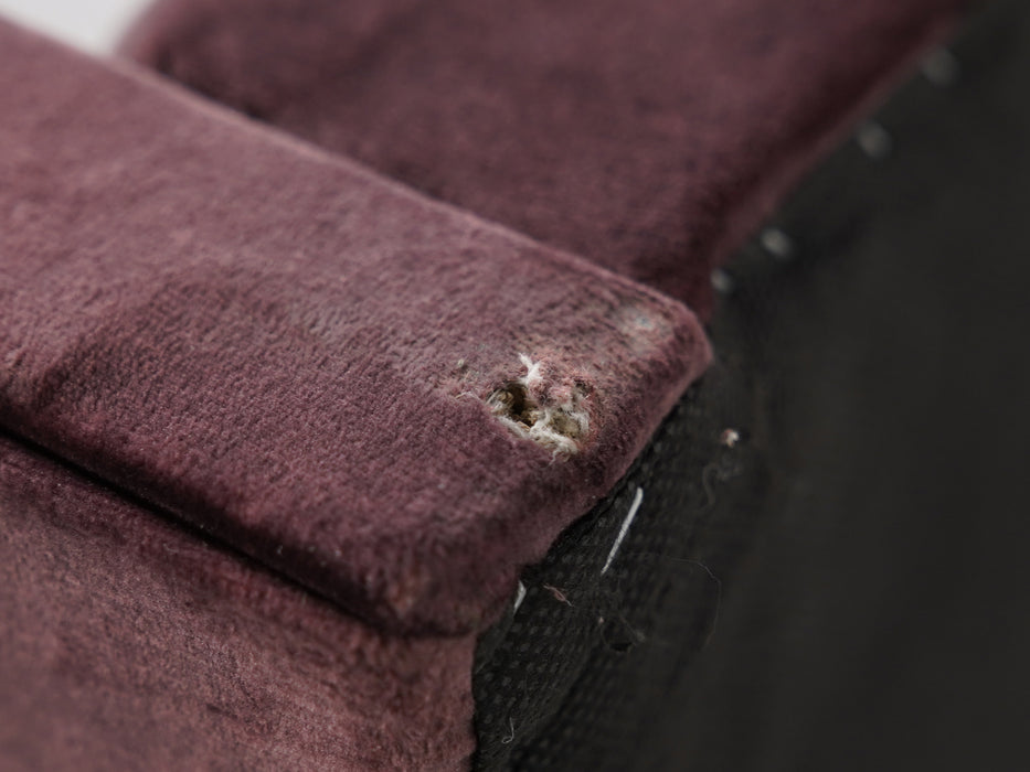 Burgundy Velvet Wingback Bed Frame | Two Ripped Corners on Footboard Upholstery | Ex Display Bed Frame