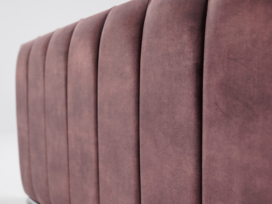 Burgundy Velvet Wingback Bed Frame | Two Ripped Corners on Footboard Upholstery | Ex Display Bed Frame
