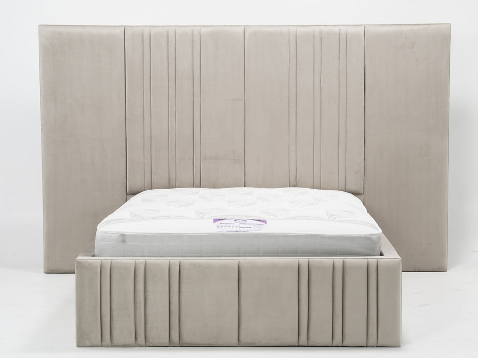 Mink Plush Velvet Multi-Lined Storage  (No Mattress)| Ex Display Bed Frame in Like-New Condition