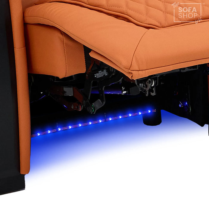 3 Seater Smart Tech Electric Recliner Cinema Sofa | Luxury Theatre Seating | Orange Real Leather | Assisi