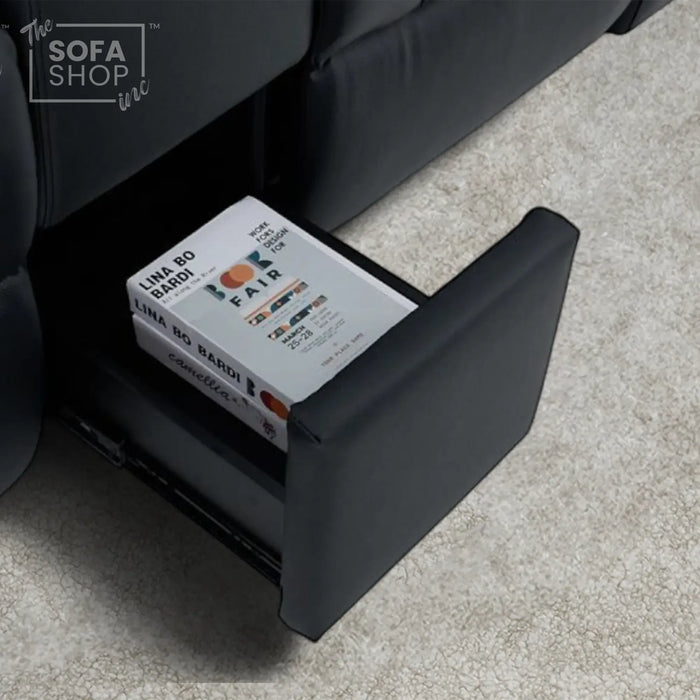 2 Seater Smart Tech Electric Recliner Cinema Sofa | Luxury Theatre Seating | Black Real Leather | Milano