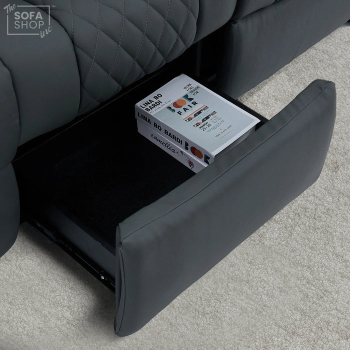 3 Seater Smart Tech Electric Recliner Cinema Sofa | Grey Real Leather | Milano