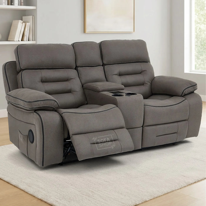2 Seater Smart Tech Electric Recliner Cinema Sofa | Grey Fabric | Tuscany