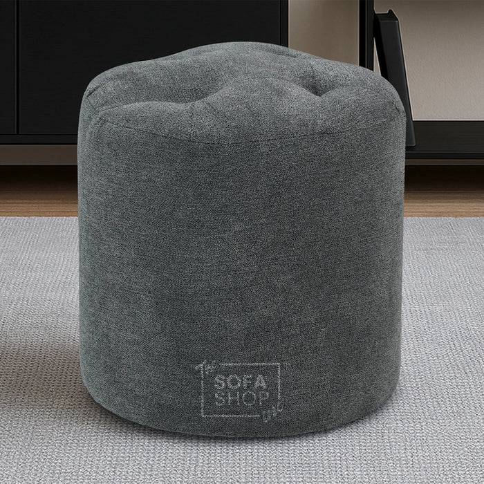 Fabric Footstool in Dark Grey - Vaneto