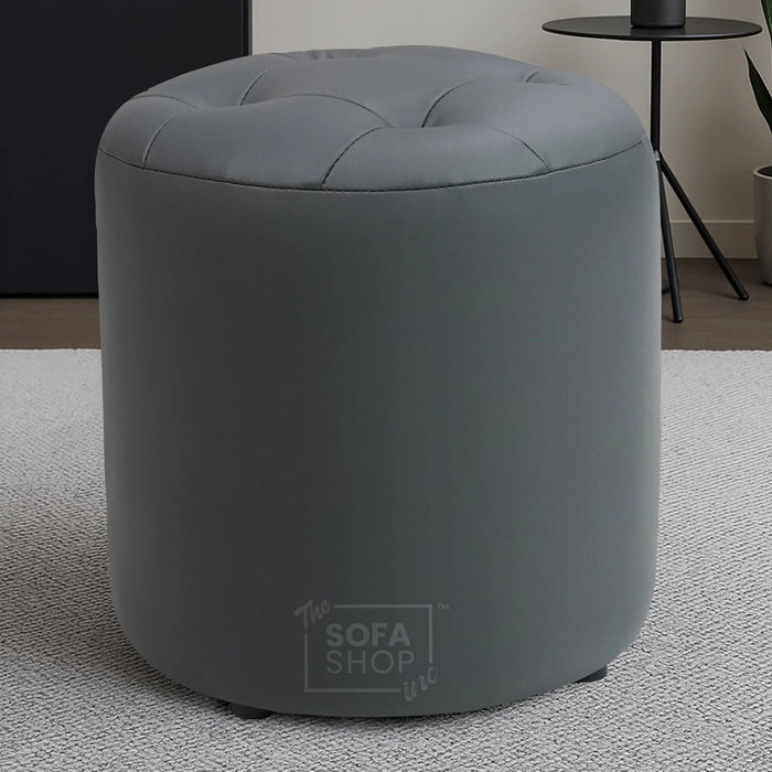 Grey Aesthetic Leather Footstool - Vaneto