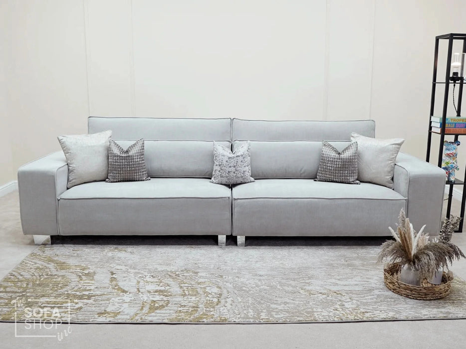 4 Seater Beige Fabric Sofa | Modern Design with High-Back Support & Comfortable Padding | Vicenza | The Sofa Shop