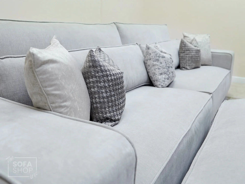 4 Seater Beige Fabric Sofa | Modern Design with High-Back Support & Comfortable Padding | Vicenza | The Sofa Shop