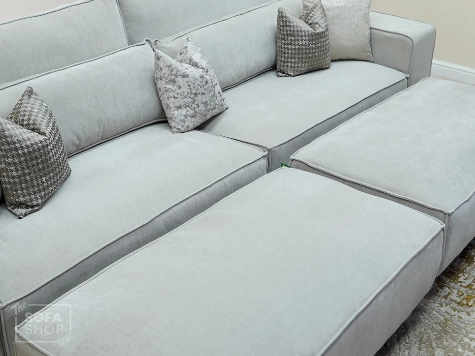 4 Seater Beige Fabric Sofa | Modern Design with High-Back Support & Comfortable Padding | Vicenza | The Sofa Shop