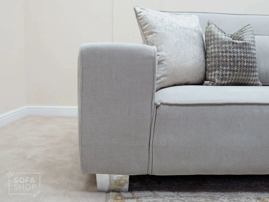 4 Seater Beige Fabric Sofa | Modern Design with High-Back Support & Comfortable Padding | Vicenza | The Sofa Shop