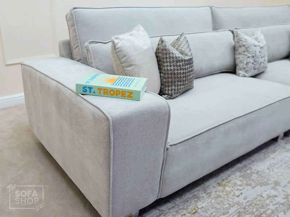 4 Seater Beige Fabric Sofa | Modern Design with High-Back Support & Comfortable Padding | Vicenza | The Sofa Shop