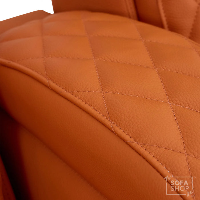 3 Seater Smart Tech Electric Recliner Cinema Sofa | Luxury Theatre Seating | Orange Real Leather | Assisi
