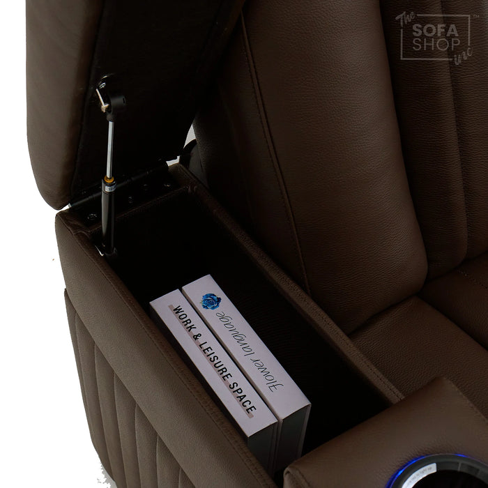 2 Seater Smart Tech Electric Recliner Cinema Sofa | Luxury Theatre Seating | Brown Real Leather | Capri
