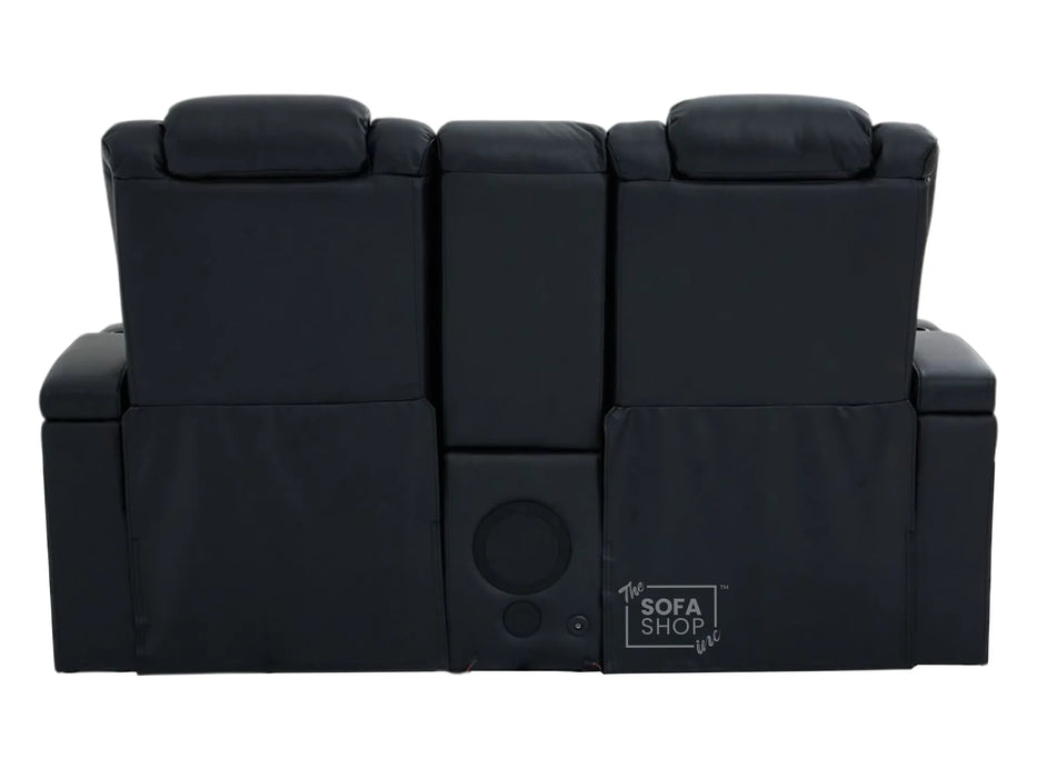 2 Seater Smart Tech Electric Recliner Cinema Sofa | Luxury Theatre Seating | Black Real Leather | Milano
