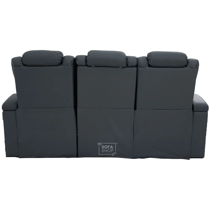 3 Seater Smart Tech Electric Recliner Cinema Sofa | Grey Real Leather | Milano