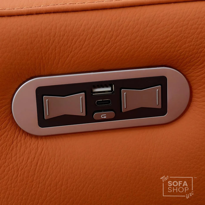 1 Seater Smart Tech Electric Recliner Cinema Chair | Luxury Theatre Seating | Orange Real Leather | Assisi