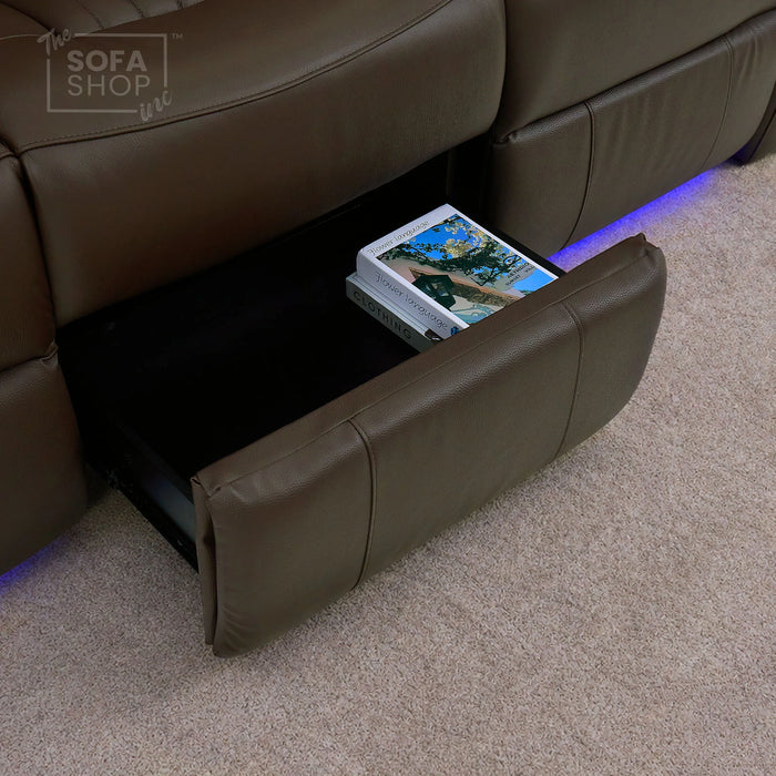 3 Seater Smart Tech Electric Recliner Cinema Sofa | Brown Real Leather | Capri