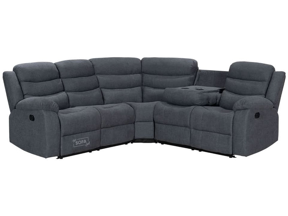 Recliner Corner Sofa in Dark Grey Fabric with Drop Down Tables & Cup Holders I Ex-display I Sortino I The Sofa Shop