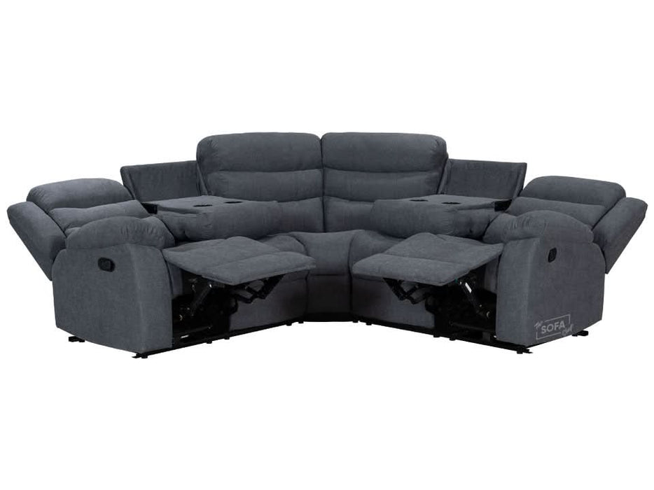 Recliner Corner Sofa in Dark Grey Fabric with Drop Down Tables & Cup Holders I Ex-display I Sortino I The Sofa Shop