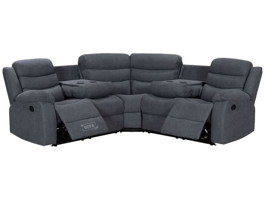 Recliner Corner Sofa in Dark Grey Fabric with Drop Down Tables & Cup Holders I Ex-display I Sortino I The Sofa Shop