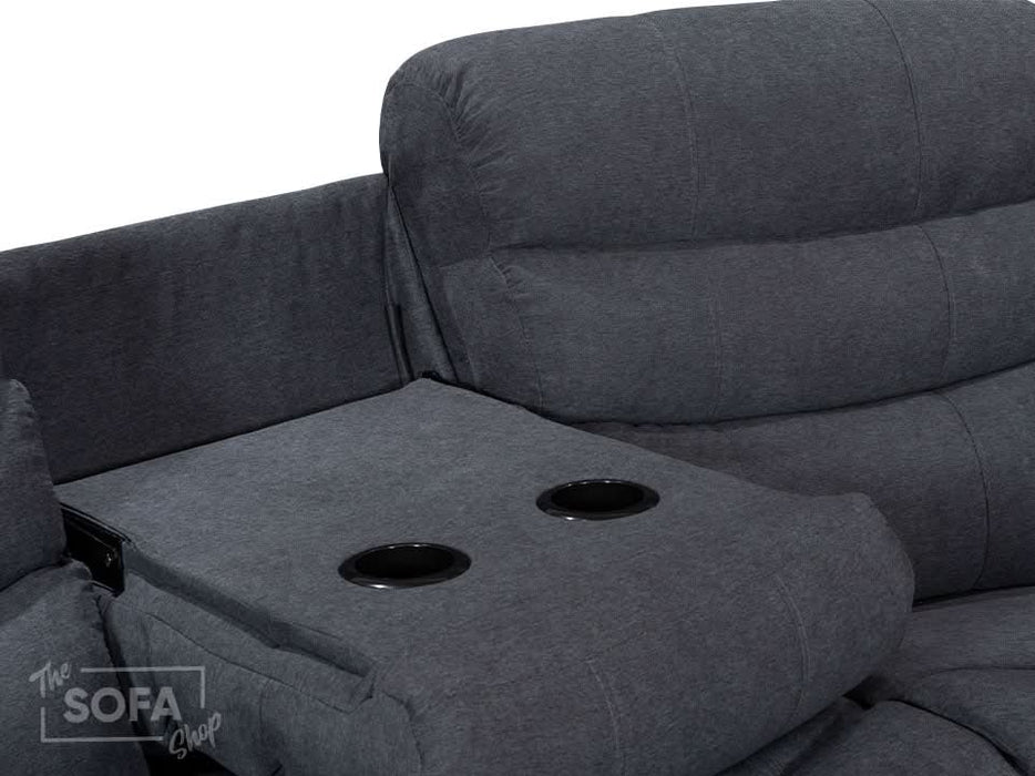 Recliner Corner Sofa in Dark Grey Fabric with Drop Down Tables & Cup Holders I Ex-display I Sortino I The Sofa Shop